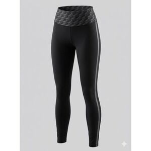 PINK Victoria's Secret Womens High Waist Leggings Black Repeating Logo Size M